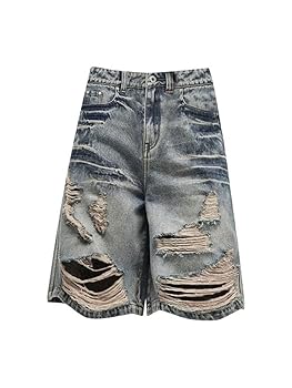 パンツ Vetements ripped-detailed denim shorts VETEMENTS - Destroyed Wide-Leg Distressed Denim Shorts